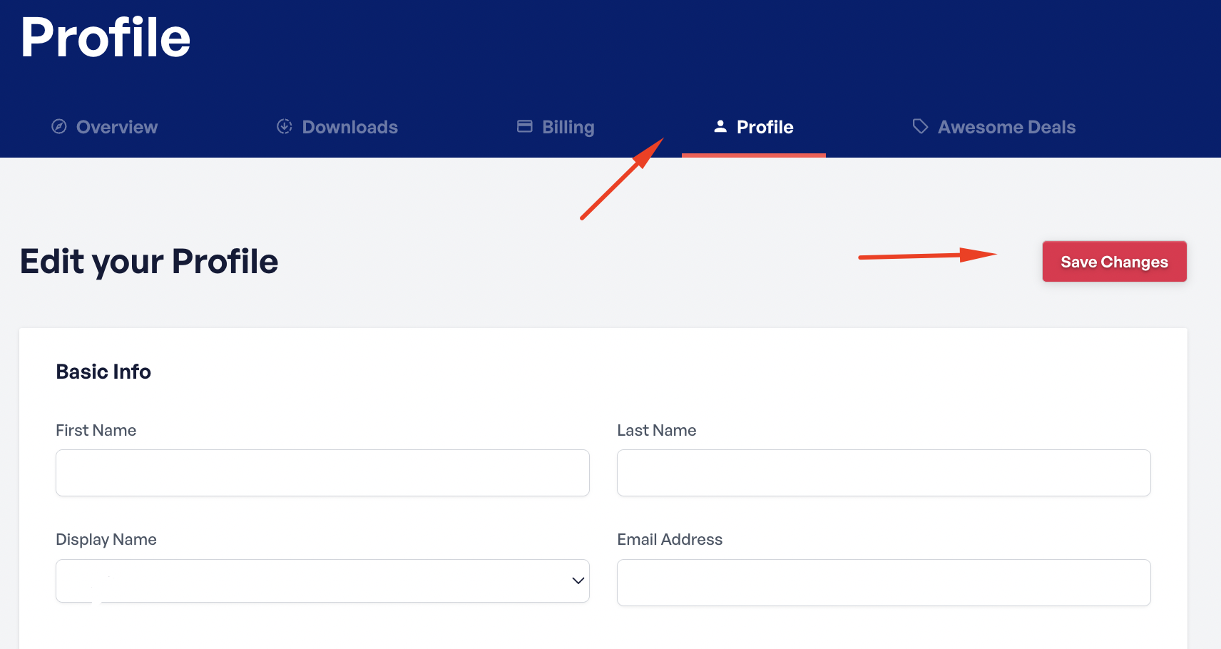Edit your Profile Section Example