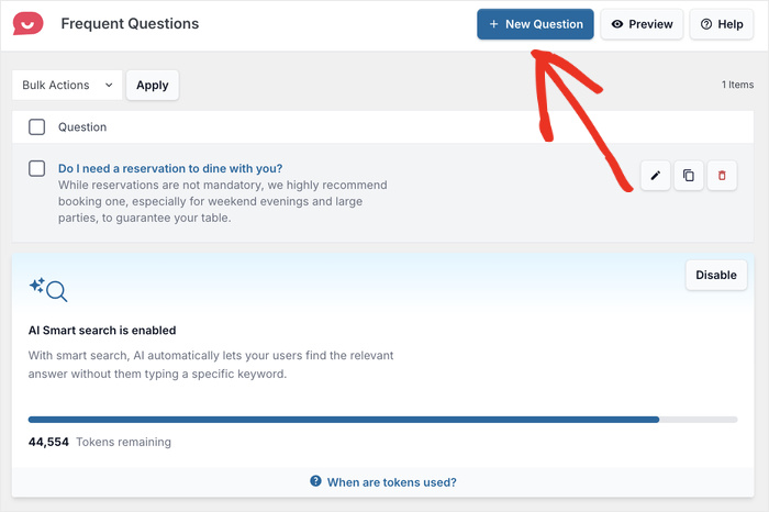 add a new question for faq wordpress widget