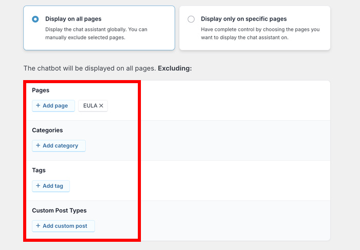 add filters for your wordpress chat widget