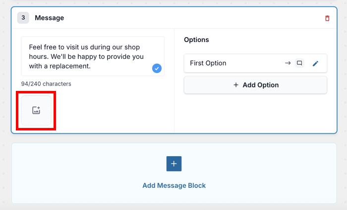 add image to a chat funnel message