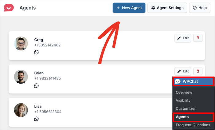 add multiple agents to your wordpress chat widget