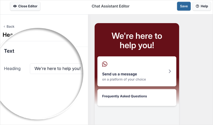 enter the heading for whatsapp chat assistant