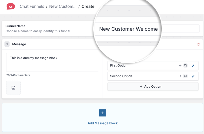 enter a name for your chat funnel