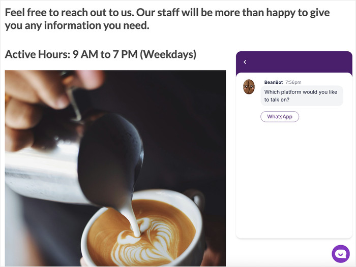 example of a whatsapp chatbot on website