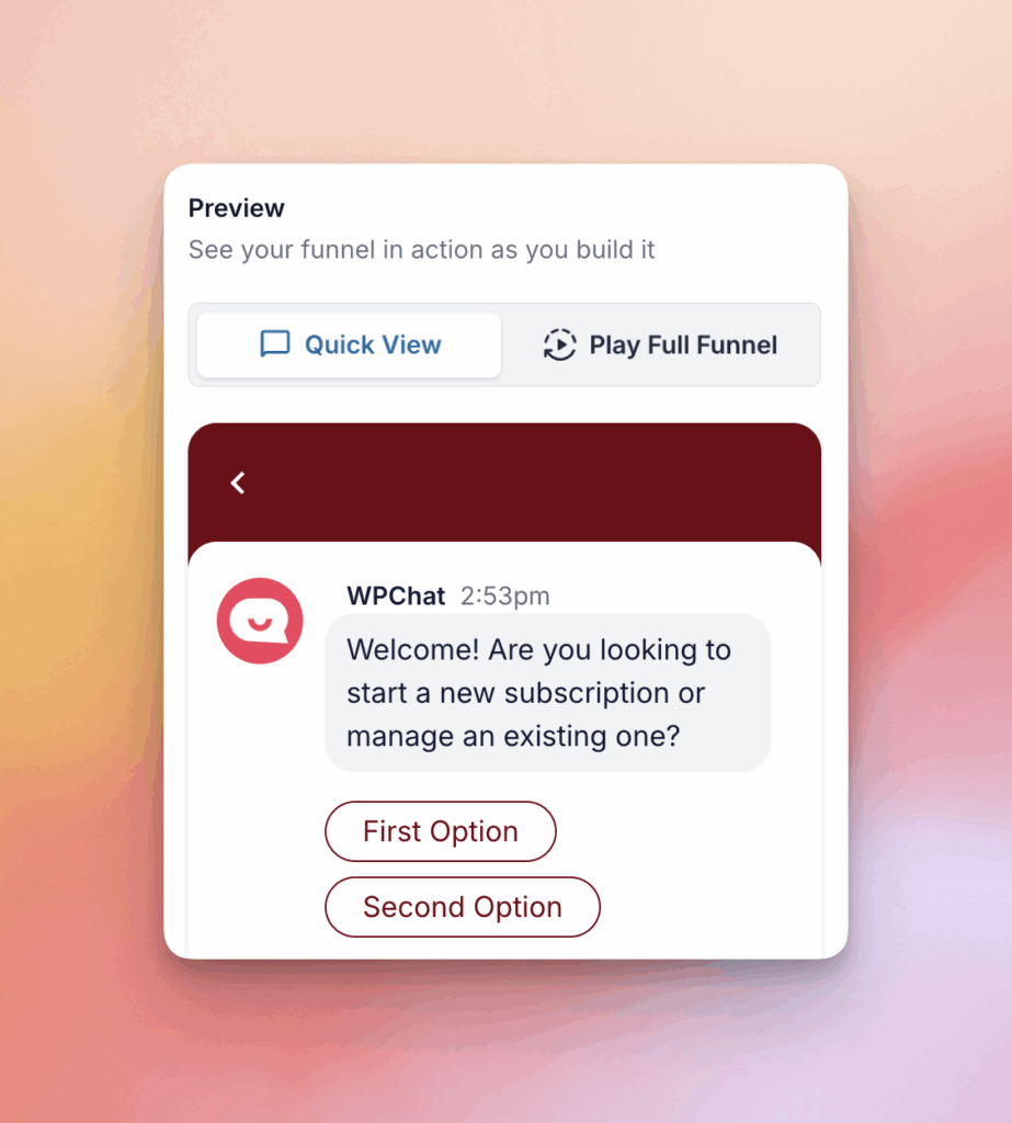 example of a chat funnel in action