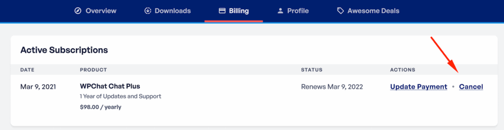 Cancel Subscription Option