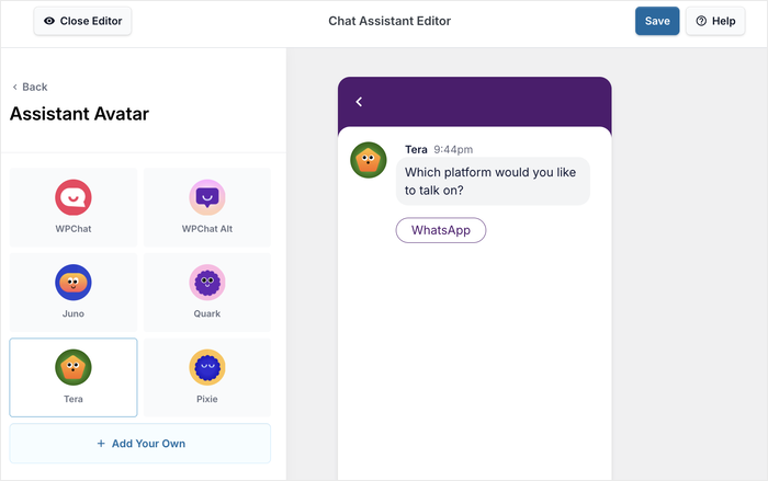 more customization options for wpchat