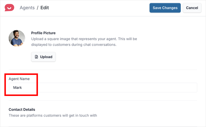 enter a name for the chat agent