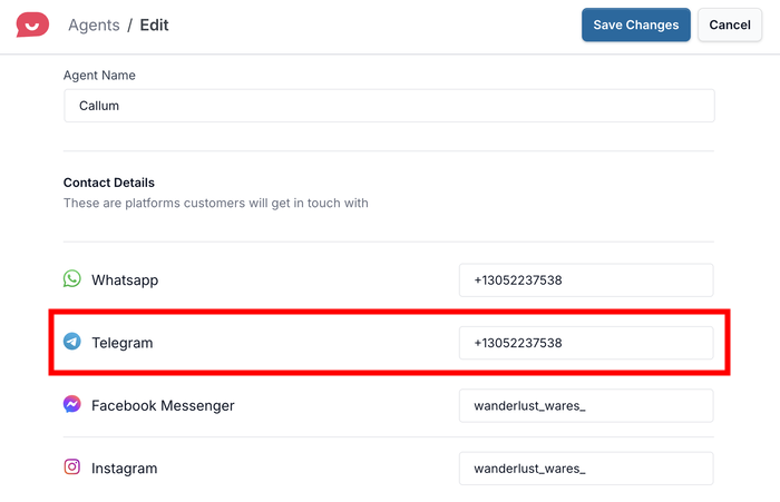 enter your telegram number