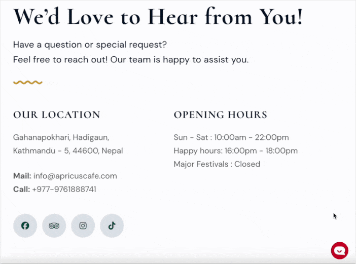 example of telegram chat on wordpress website