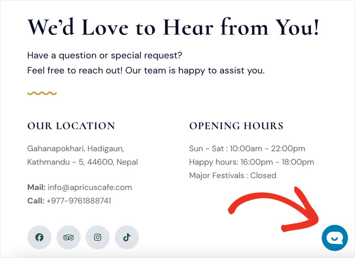 facebook messenger chat button example
