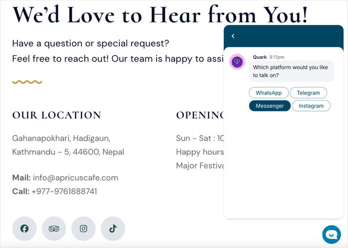 popup assistant for the facebook messenger button
