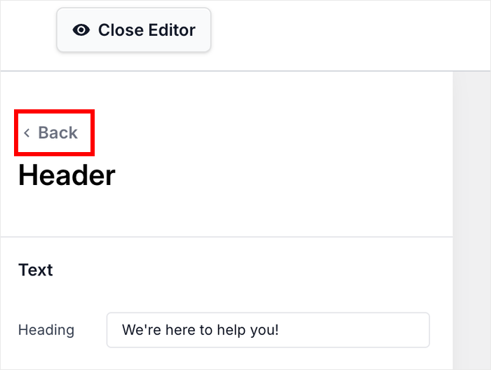 return to main customization options for messenger button