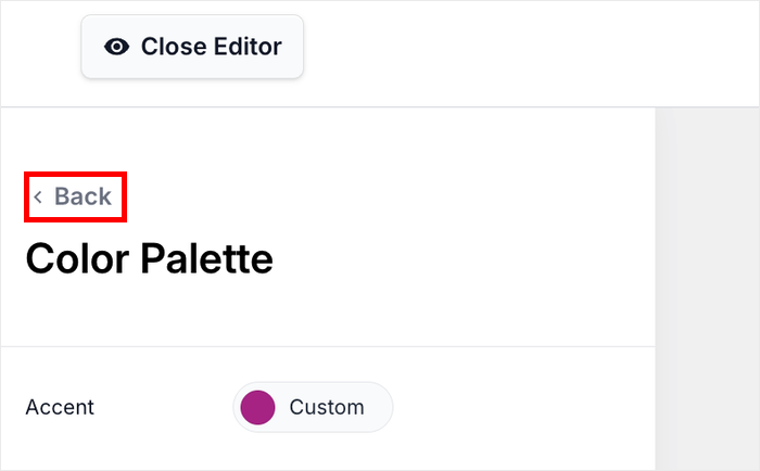 return to main editor options