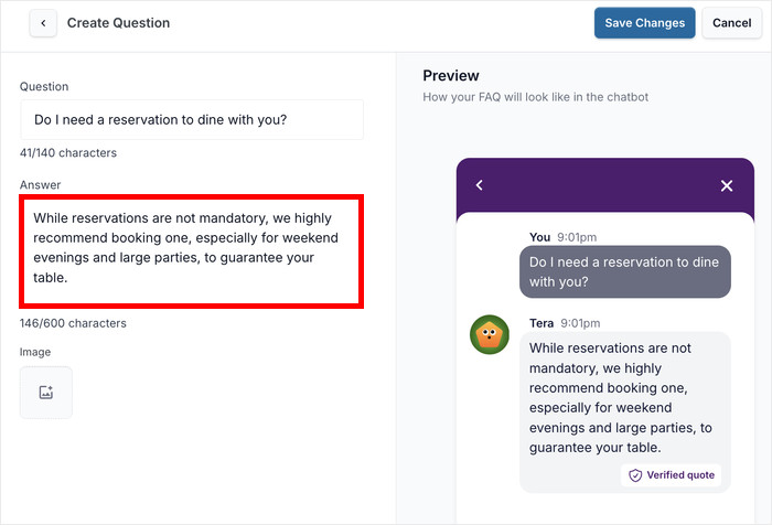 add answer to your faq bot