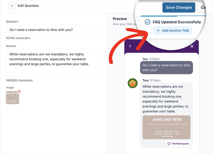 add new question to your faq bot