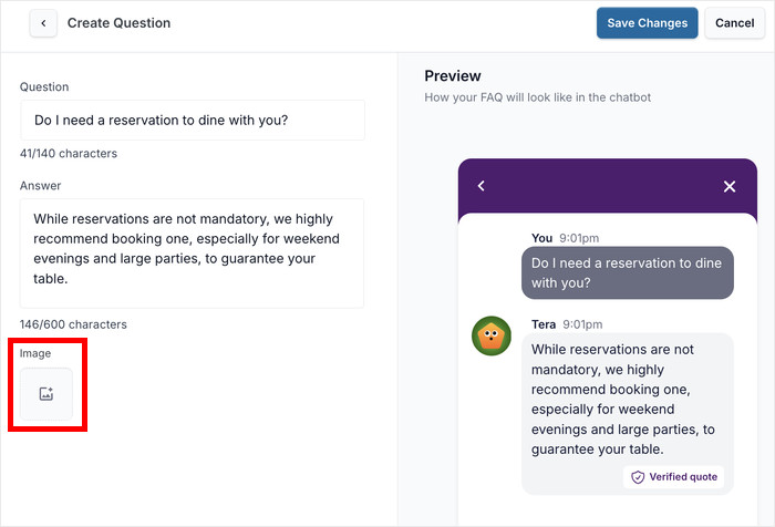 attach image to your frequent question