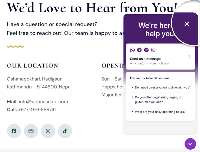 close the chat bubble for wpchat