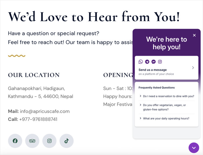 example of a faq bot on your website