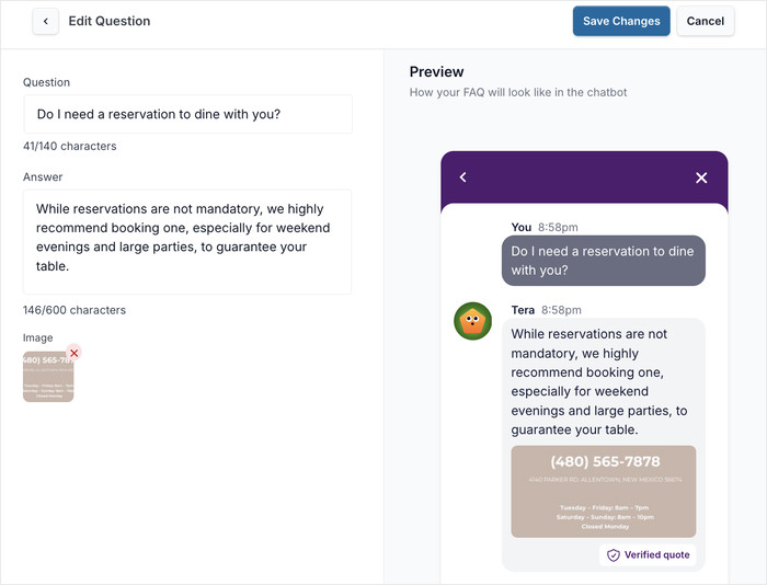 preview of your new faq entry