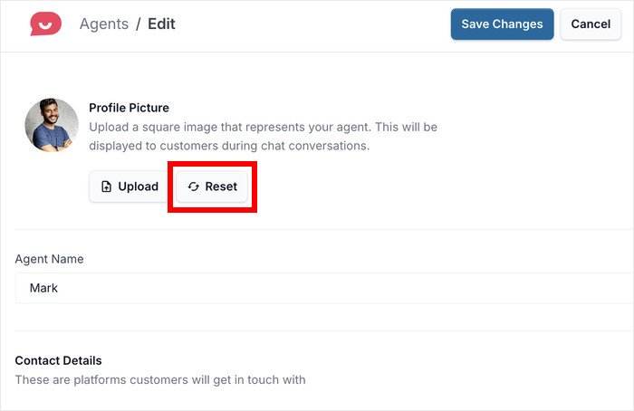 reset your agent's profile photo