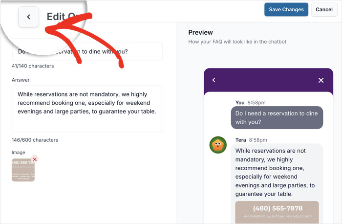return to main page for faq bot