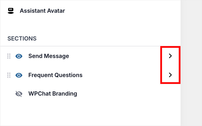 edit visible sections for divi widget