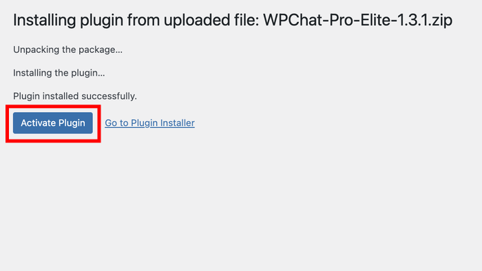 activate the wpchat plugin
