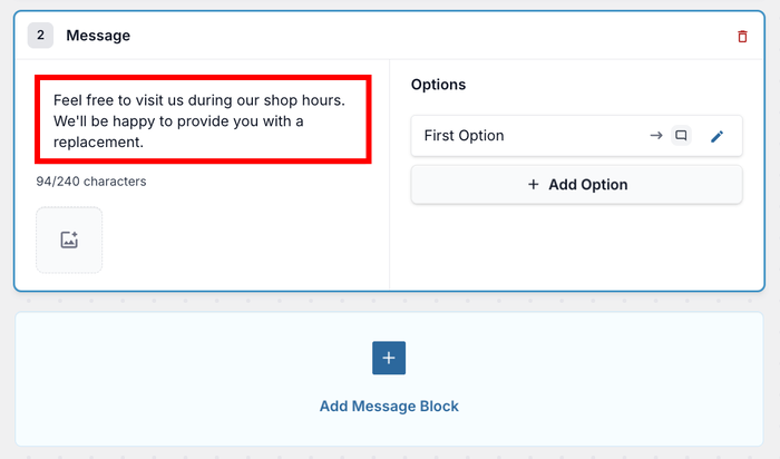 enter your second message in wpchat funnel
