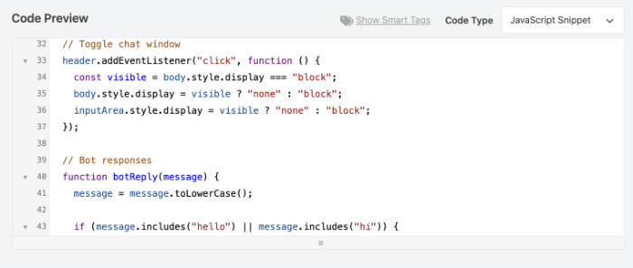 insert code for a chatbot to your child theme
