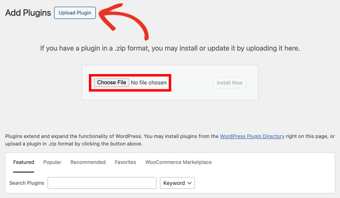 upload new plugin and select file