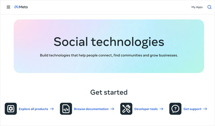 meta developer homepage