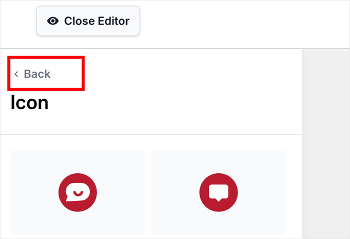 return to main customization options again wpchat