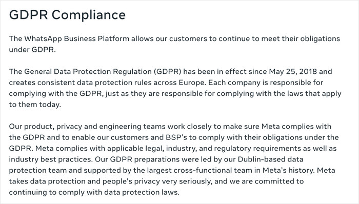 gdpr agreement for whatsapp