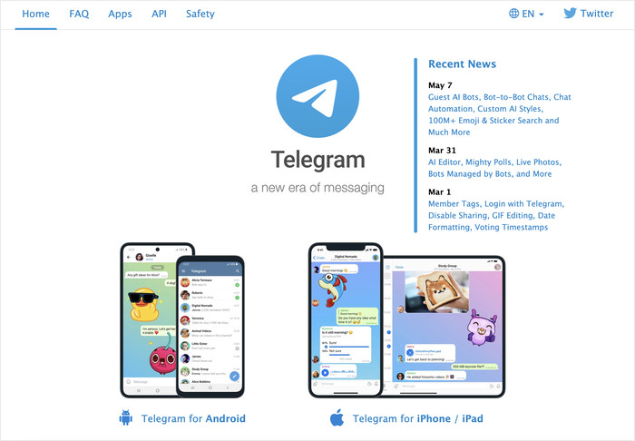 telegram homepage messaging platforms