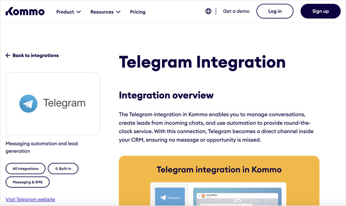 telegram integration cost via third party
