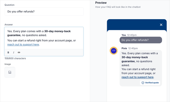 example of an faq showing off the new formatting features
