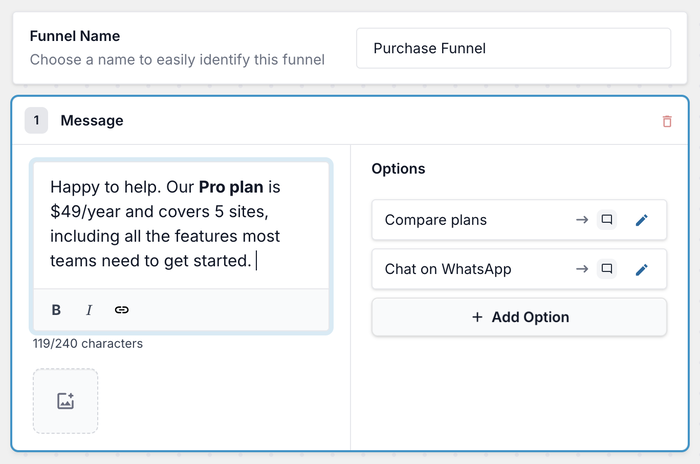 new editor for wpchat funnel