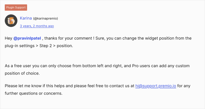 change widget position to solve mobile chat widget issues