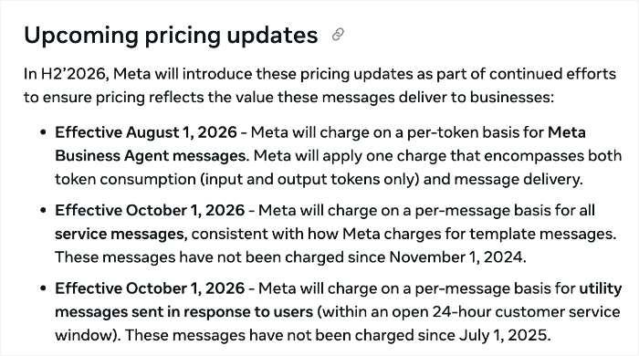 upcoming pricing updates for meta and whatsapp - WPChat upcoming pricing updates for meta and whatsapp